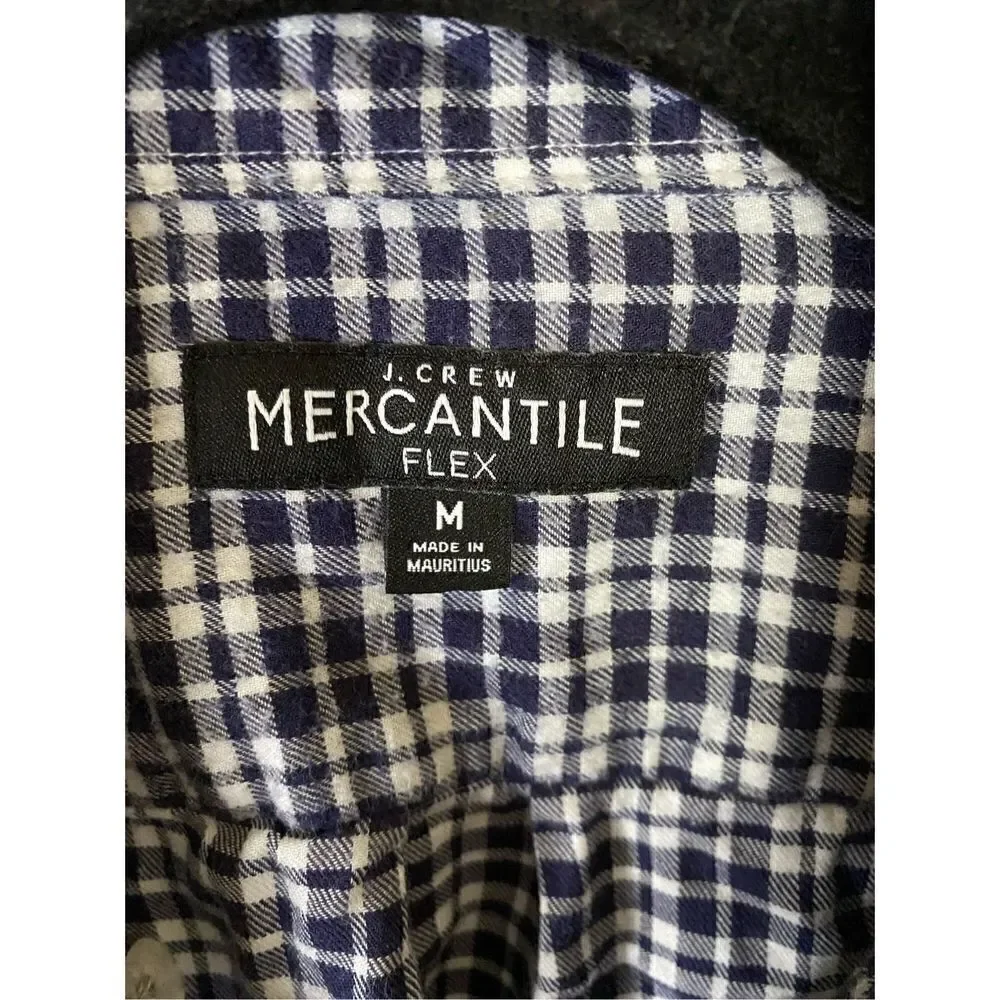 J.Crew Mercantile flex men’s blue and white plaid checkered flannel size med